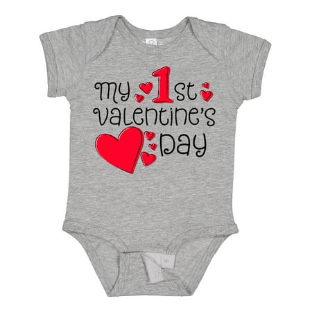 

Inktastic My First Valentines Day Red Hearts Gift Baby Boy or Baby Girl Bodysuit