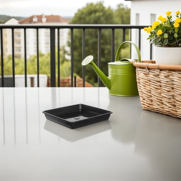 LEORX Square Planter Saucers 12Pcs Black for Soil Containment Indoors