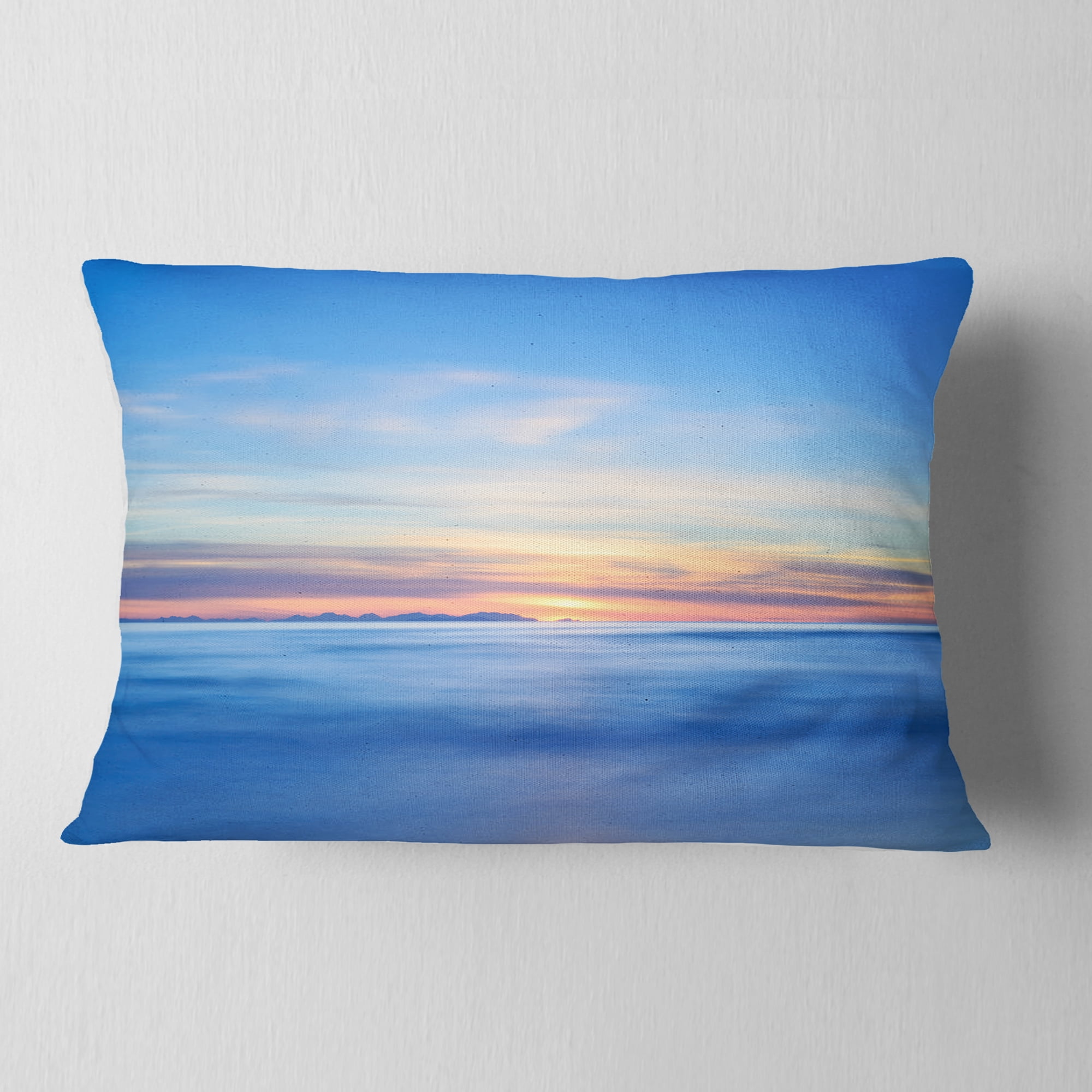 Designart 12" x 20" Blue Polyester Throw Pillow