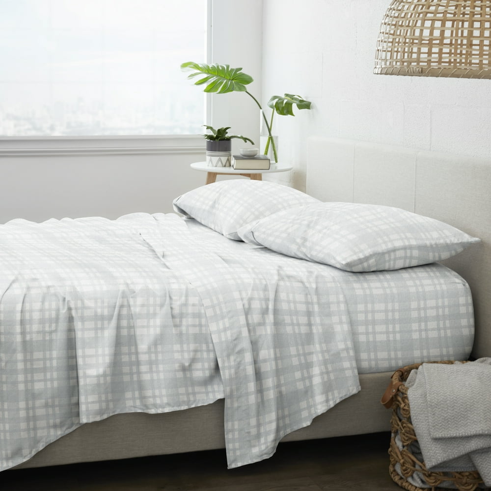 Home Collection Premium Woven 4 Piece Flannel Bed Sheet Set - Walmart