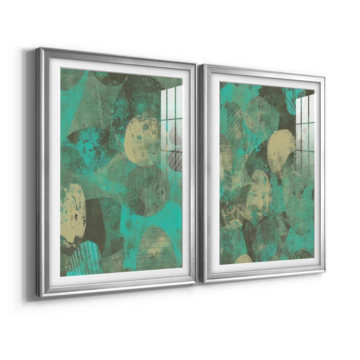 Wexford Home Minty Green Orbs I Premium Framed Print, 26.5" x 36.5" - Ready to Hang, Silver (Set of 2)