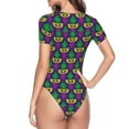 thumbnail image 4 of Naloa Mardi Gras Carnival3 Women's Short-Sleeved Onesie, One-Piece Swimsuit for Parties, dates, clubs - Small, 4 of 9