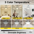 thumbnail image 3 of OUTON 52" Modern Ceiling Fan with Light Kit and Remote Control, 6-Speed Quiet Reversible DC Motor, Flush Mount, Dimmable LED, 5 Blades for Bedroom, Living Room，Wood, 3 of 12