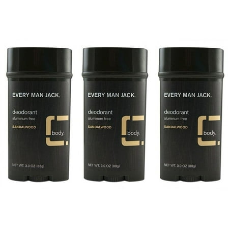 Every Man Jack Deodorant Stick Sandalwood 3 Ounce (Pack Of 3)