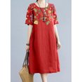 thumbnail image 3 of Vestido de verano con estampado floral para mujer, vestido midi de manga corta, elegante, informal, holgado, 2023, 3 of 5