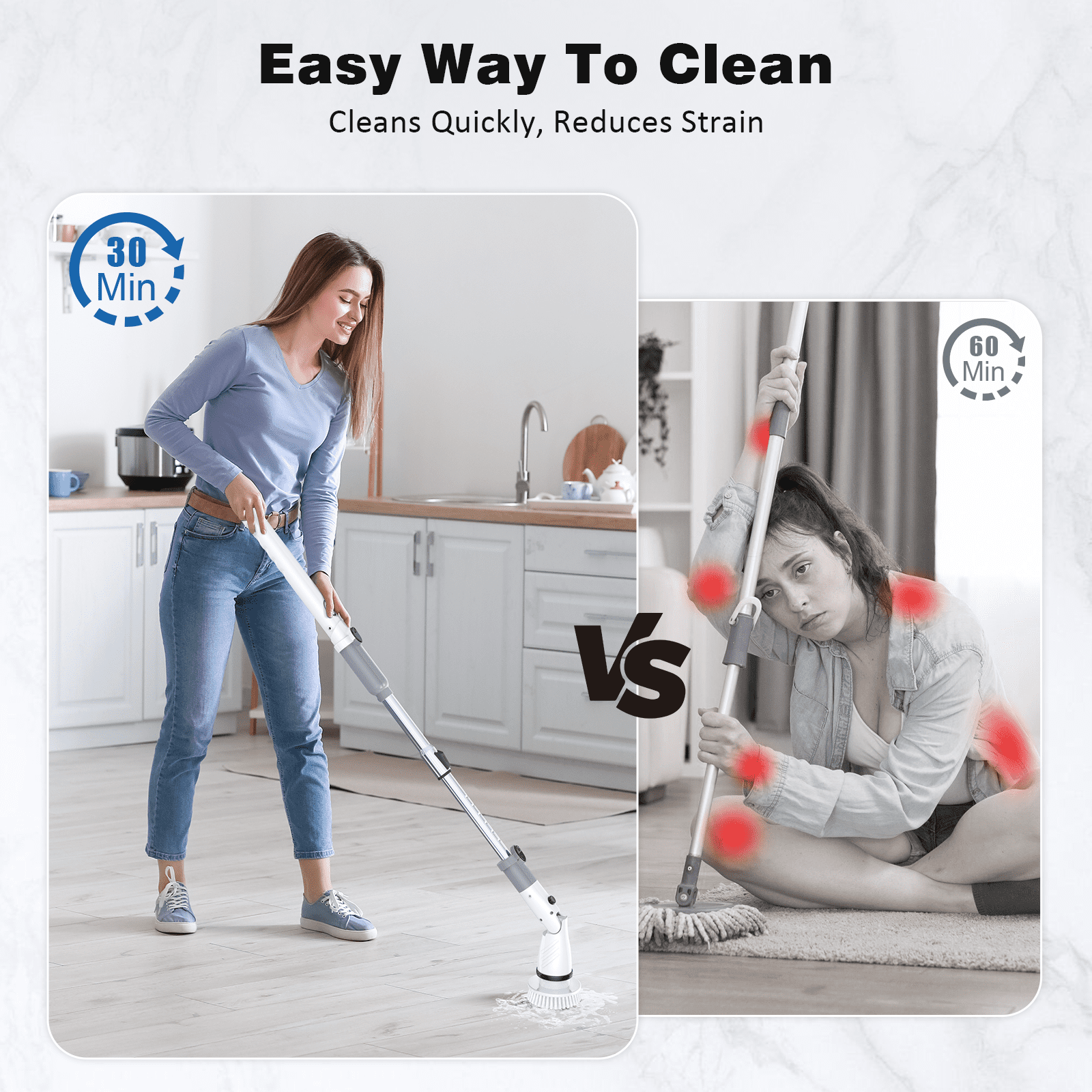 Voweek Electric Spin Scrubber, Cordless Cleaning Brush with Adjustable  Extension Arm 4 Replaceable Cleaning Heads, Power Shower Scrubber for  Bathroom, Tub, Tile, Floor Health & Household - BSIX9NO0