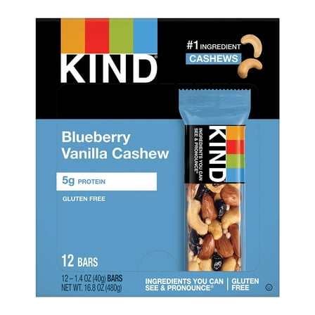 Kind Bar - Blueberry Vanilla and Cashew - 1.4 Oz Bars - Case of 12