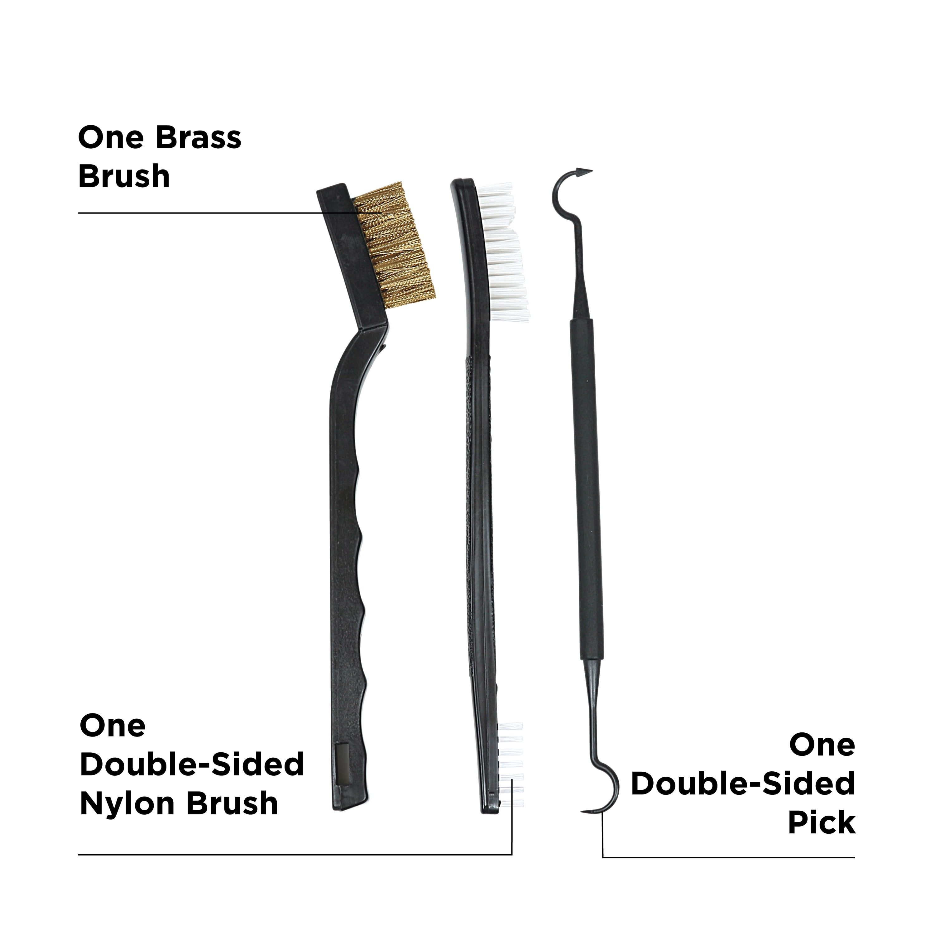 Allen Company 3-Piece Brush & Pick Firearm Cleaning Set, 0.22 Cal and More, Polypropelene