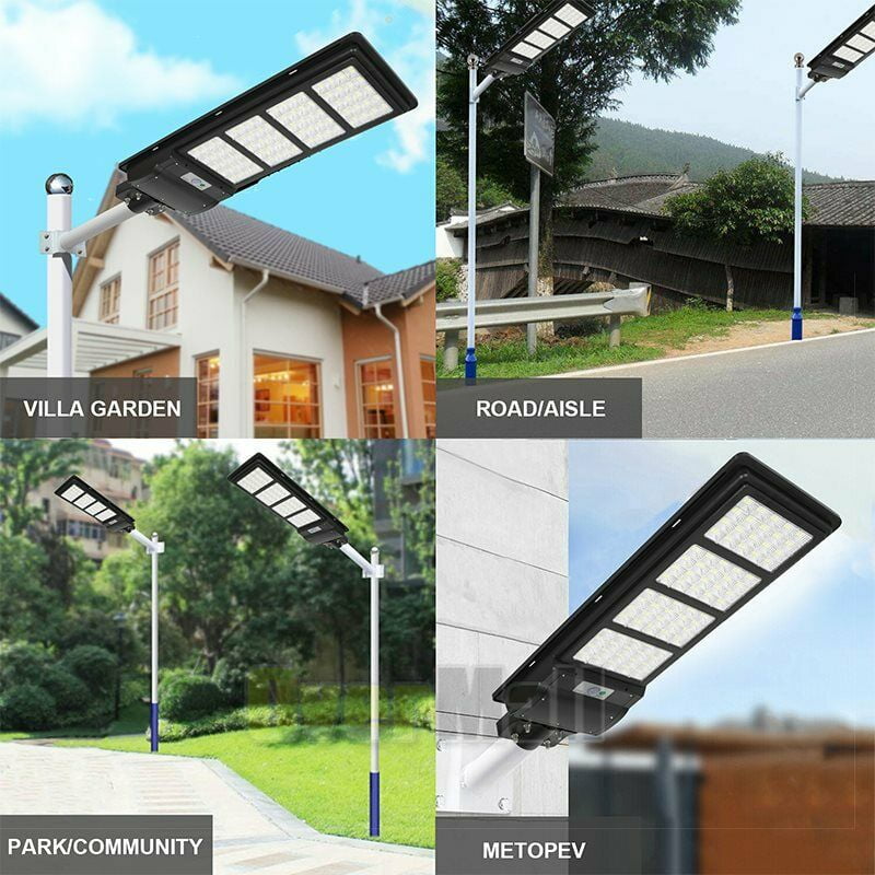 Commercial Solar LED Street Light 990000LM Dusk-to-Dawn Pole Area Road Lamp IP67 