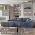thumbnail image 4 of Modular L-Shaped Sectional Sofa, 101" Convertible Corduroy Couch with Spacious Chaise Lounge, No Assembly Needed, Flexible Layout for Living Room, Apartment, Gray, 4 of 9