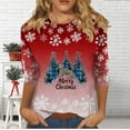 thumbnail image 3 of Oplxuo Womens 3/4 Length Sleeve Tops Funny Christmas Graphic 2025 Crew Neck Holiday Tops Pullover, 3 of 5