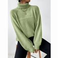 thumbnail image 2 of ManxiVoo Women's Fashion High Neck Knit Sweater Winter Warm Soft Yarn Pullover Comfort Stretch Casual Tops L Size Green, 2 of 5