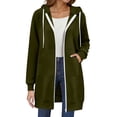 thumbnail image 3 of VISALY Zip Up Hoodies Oversized Hoodies Long Sleeve Long Tunic Sweatshirts Oversized Fleece Casual Fall Jacket Coat with Pocket Tops Loose Fit Hoodie Basic Hoodies Cute Hoodies Blackish Green L, 3 of 9