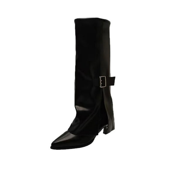 Black Womens Winter Boots With Pointed Toe And High Heel For Fashionable Casual Look