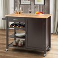 thumbnail image 3 of Costway 4-Tier Wood Kitchen Island Trolley Cart Storage Cabinet w/ Wine Rack & Drawer, 3 of 9