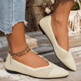 thumbnail image 4 of Miluxas Women's Woven Pointy Fashion Cutouts Breathable Knit Flat Shoes Beige 6(37), 4 of 5
