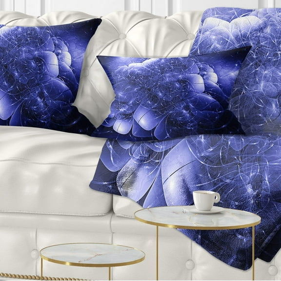 Designart Alien Mystical Flower Blue - Floral Throw Pillow - 12x20