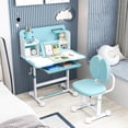 thumbnail image 2 of Costway Kid's Study Desk & Chair Set with Tilt Desktop, Pen Holder & Tray, Reading Stand Navy, 2 of 10