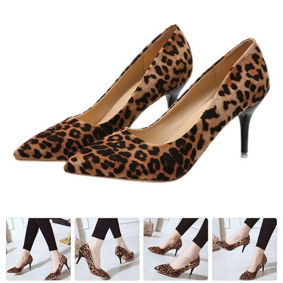 MLINS Leopard Print High Heel Women Pumps with Pointed Toe Design for Elegant Outfits and Special Occasions 3.5 inches