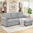 thumbnail image 2 of Euroco 83" L Shaped Sofa Bed Modern Convertible Sleeper Sofa Bed with Storage Chaise, Gray, 2 of 9
