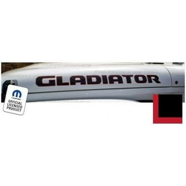 Gladiator Vinyl Hood Emblem Graphic fits Jeep Gladiator JT (2019-2024) Black with Red Outline (Set of 2) | FJ3G0