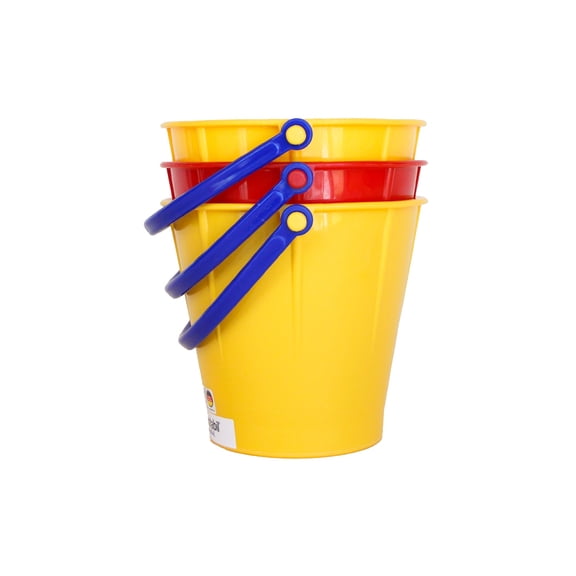 Spielstabil 3 Pack - Large Sand Pails Beach Toys (3 Buckets Included - Colors Vary) - Made in Germany