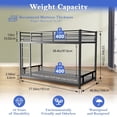 thumbnail image 2 of ALvantor Metal Bunk Bed Frame, Twin over Twin Bunk Beds for Kids Teens, Heavy Duty Low Bunkbeds with Ladder and Safety Guardrails, Load-Bearing 350lb Black, 2 of 6