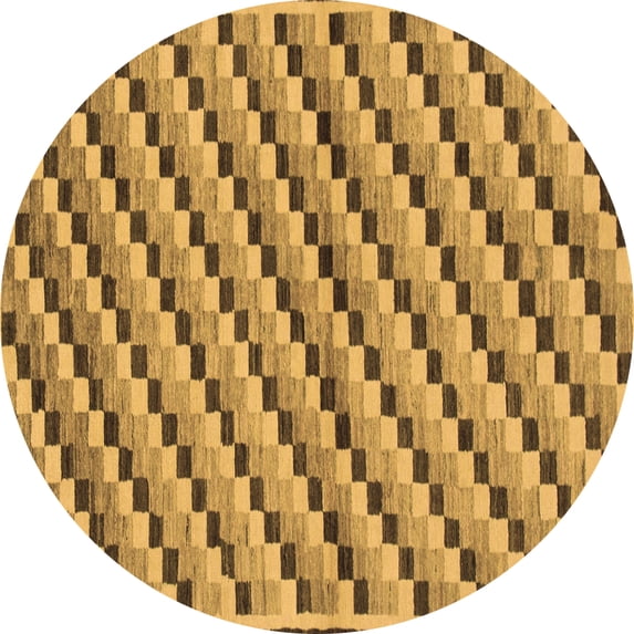 Ahgly Company Indoor Round Checkered Brown Modern Area Rugs, 5' Round