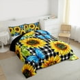 thumbnail image 3 of Manfei Rustic Sunflower Queen Comforter Set,Blue Butterfly,Cozy Reversible,3-Piece, 3 of 8