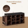 thumbnail image 3 of ELLEGNT Shoe Bench with Umbrella Stand - Padded Seat, Adjustable Shelves for Entryway Storage, Rustic Brown, 3 of 8