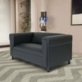 Black Broadway Faux Leather Loveseat Sofa Modern Design, Compact