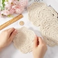 thumbnail image 3 of 6Pcs Round Cotton Lace Coasters 5.91inch/15cm Crochet Table Placemats Vintage Small Handmade Crocheted Doilies Cup Mat for Wedding Tea Party Table Decoration Dining Room Beige White, 3 of 9