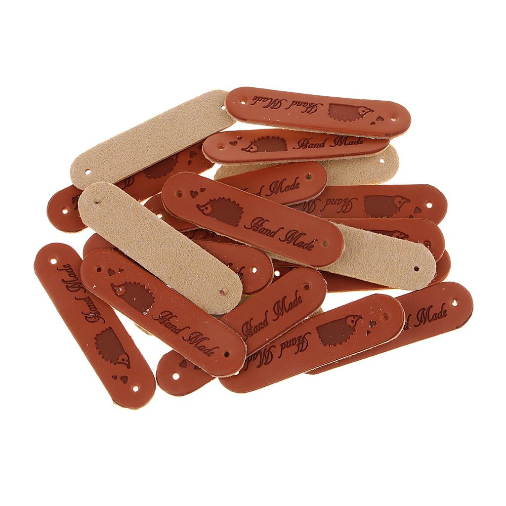 20pcs Handmade Labels PU Leather Label Leather Labels for Clothes Jeans Bag Hedgehog