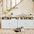 thumbnail image 3 of JanflyHome Litter Box Furniture for 2 Cats, 63" Cat Litter Box Enclosure TV Stand Cabinet with Power Outlet, Storage and Sliding Bottom Easy Clean, White, 3 of 13