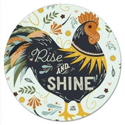 CounterArt "Rise & Shine Rooster" 4mm Tempered Glass Lazy Susan Turntable