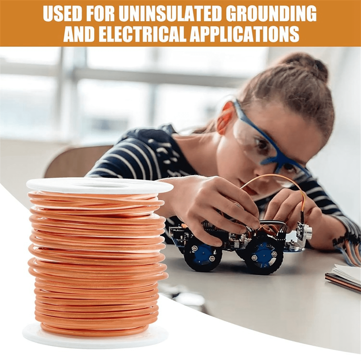 Copper Wire, 99.9% Soft Pure Bare Copper Wire for Gardening, Electroculture,16 Gauge/ 1.3 mm Diameter, 127 Feet,1 Pound