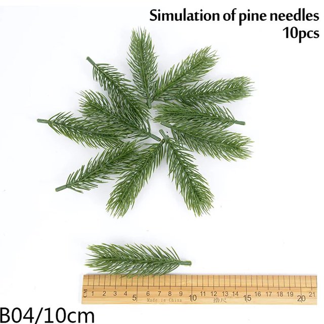 Ramas de aguja de pino de Navidad, Planta Artificial de plástico, decoración de árbol de Navidad, corona para el hogar, flor falsa, regalo de decoración