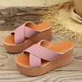 thumbnail image 3 of Mules à Plateforme à Bout Ouvert pour Femmes, Semelle Épaisse, Brides Croisées, Sandales Compensées Confortables Antidérapantes, Chaussures Habillées Rouges, Taille 6,5, 3 of 6