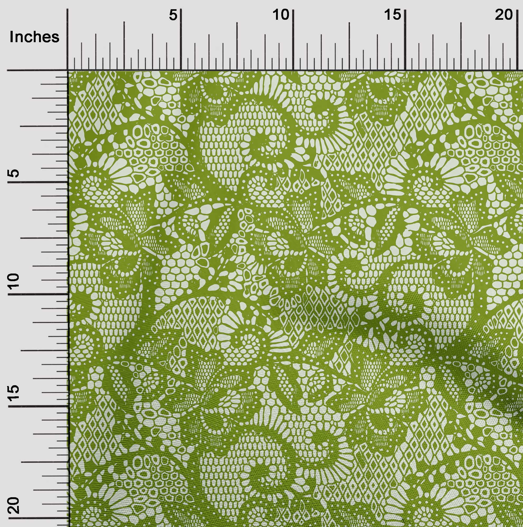 oneOone Cotton Jersey Light Green Fabric Lace Floral Craft Projects Decor Fabric Printed By The Yard 58 Inch Wide