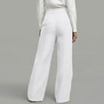 thumbnail image 4 of ZToonmas Womens Linen Asymmetric Wrap Wide Leg Pants High Waist Wooden Buttons Hidden Elastic Waist Loose Straight Long Casual Pants, 4 of 6