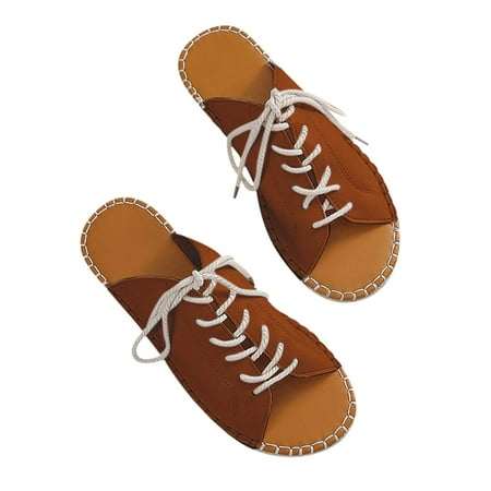 

KBODIU Womens Sandals Mothers Day Gifts Flats Shoes Beach Comfortable Walking Non-Slip Causal Slippers Flat Sandals for Women Dressy Summer Brown 39