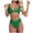 A-Green24, variant on Yuanlong Womens Bikini Set Push Up Tops with High Cut Cheeky Bottoms Solid Color Stylish Two Piece Swimsuit Vacation Swimwear