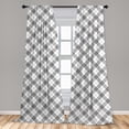 thumbnail image 5 of Ambesonne Plaid Curtains, Monochrome and Diagonal, Pair of 28"x63", Black White, 5 of 5