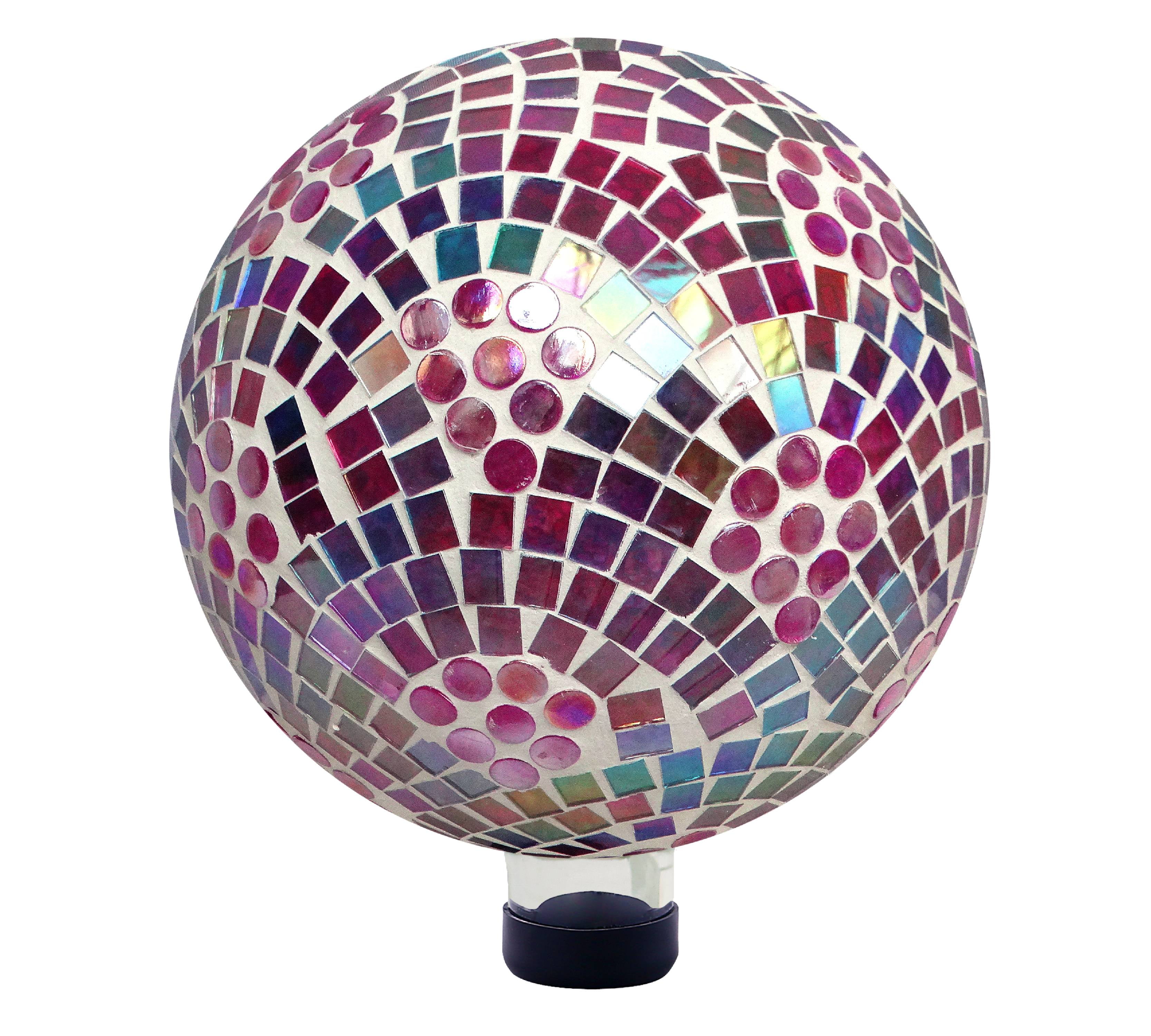 Alpine Pink Mosaic Gazing Globe, 11 Inch Tall