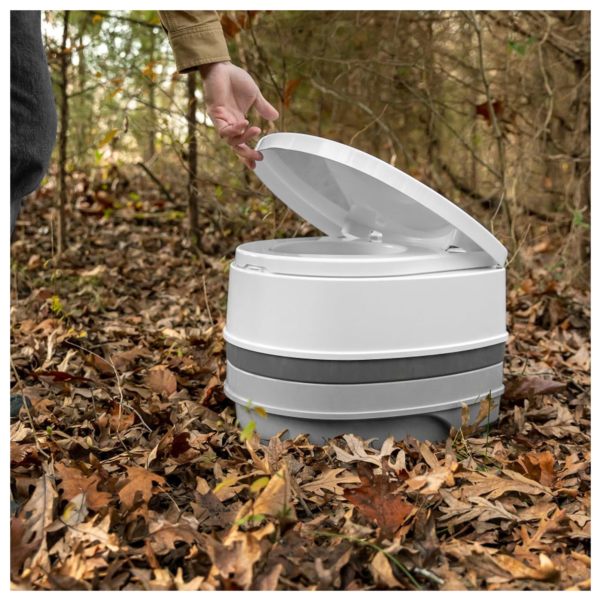 Camco Premium Portable Travel Toilet , 2.6 Gallon, Measures 13 5/8-inches (H) x 16 5/16-inches (W) x 18 5/8-inches (D) (41535) , White