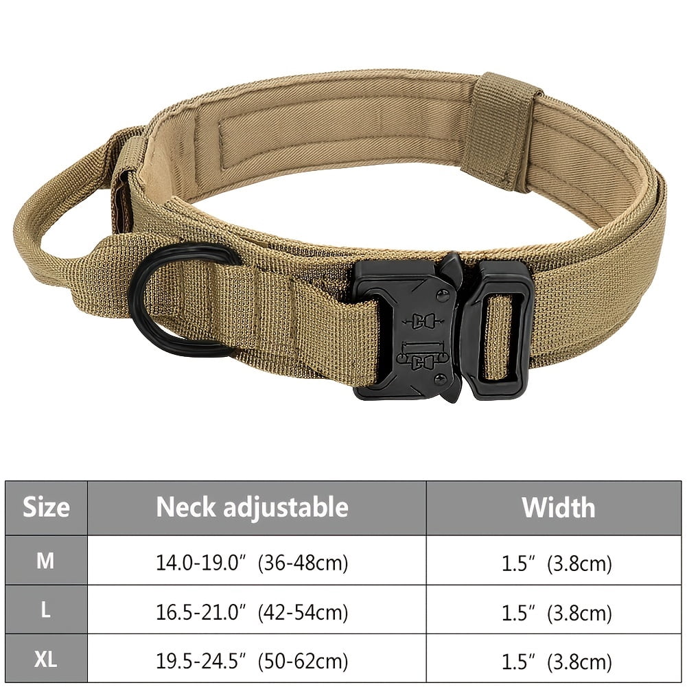 DABEI Military-Grade Tactical Dog Collar with Handle - Heavy Duty Collar for Medium and Large Dogs - Provides Ultimate Control and Comfort