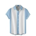 thumbnail image 5 of Jinhomg Men's Retro Bowling Shirts 50S Vintage Button Down Lapel Collar Shirts Casual Loose Color Block Short Sleeve Hawaiian Shirts Seasonal Sale Light Blue XXXL, 5 of 5