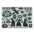 thumbnail image 1 of Prehistoric Cutting Board, Dancing Shaman Eagle Sun Snake Cave Drawing Tribal Folk Theme, Decorative Tempered Glass Cutting and Serving Board, Small Size, Black White, by Ambesonne, 1 of 1