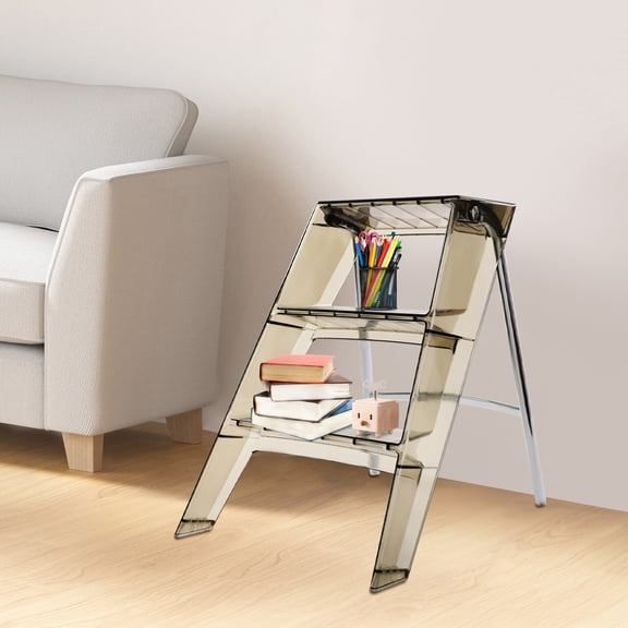 Brown PC 44*52*63cm 3-Step Herringbone Ladder Bearing 100kg Folding Pedal Ladder Multifunctional Storage Rack