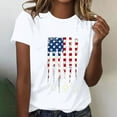 thumbnail image 2 of Womens 4Th of July Summer T-Shirts Round Neck Short Sleeve Tops American Flag Printed Tunic Tops Pullover Sweater Blouses Patriotic T-Shirts Retro Dressy Tops Shirt Going Out Beach Clothes, 2 of 5